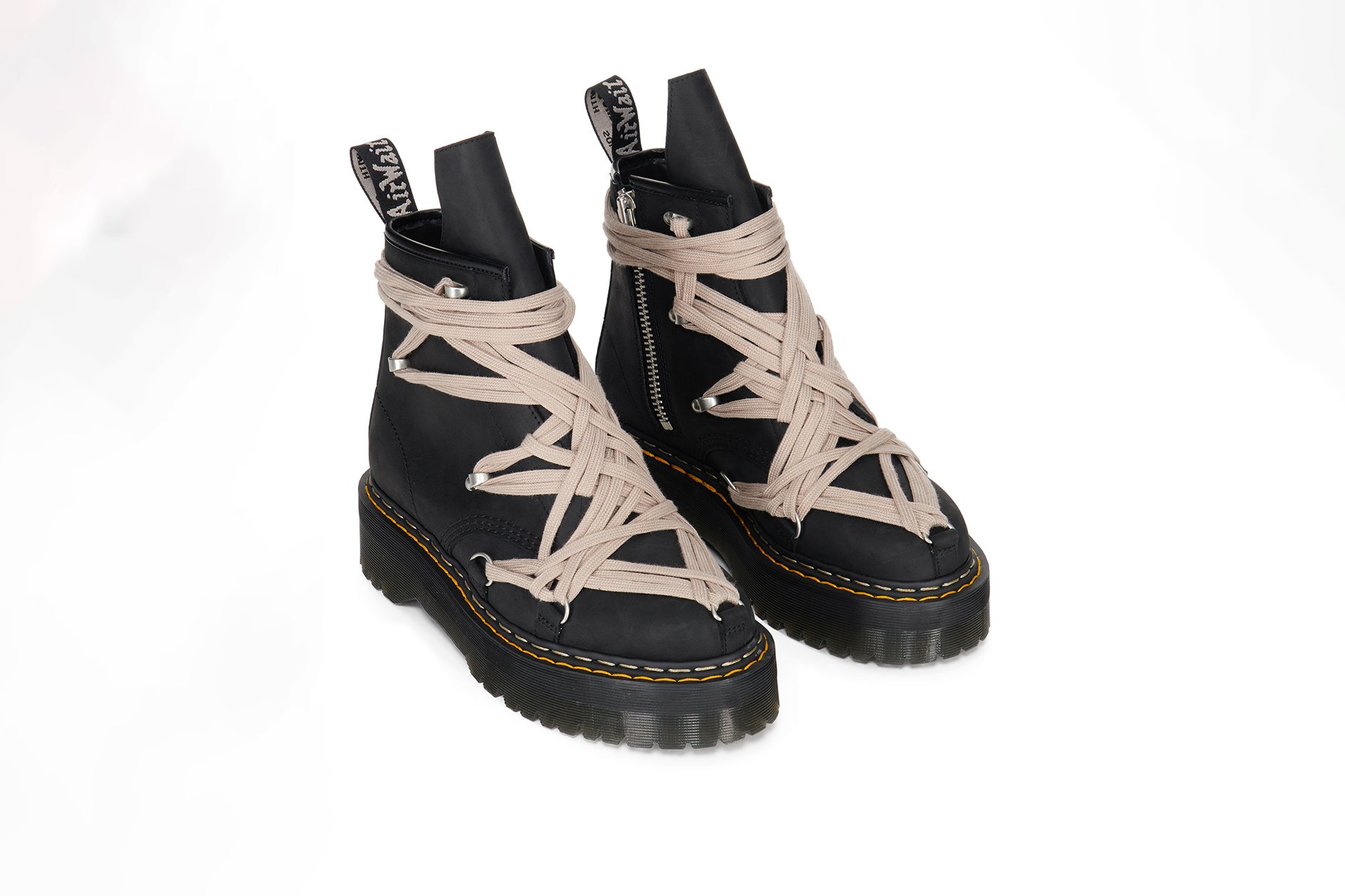 Rick Owens x Dr. Martens Leather Boots - 1460 Quad Sole Megalace®