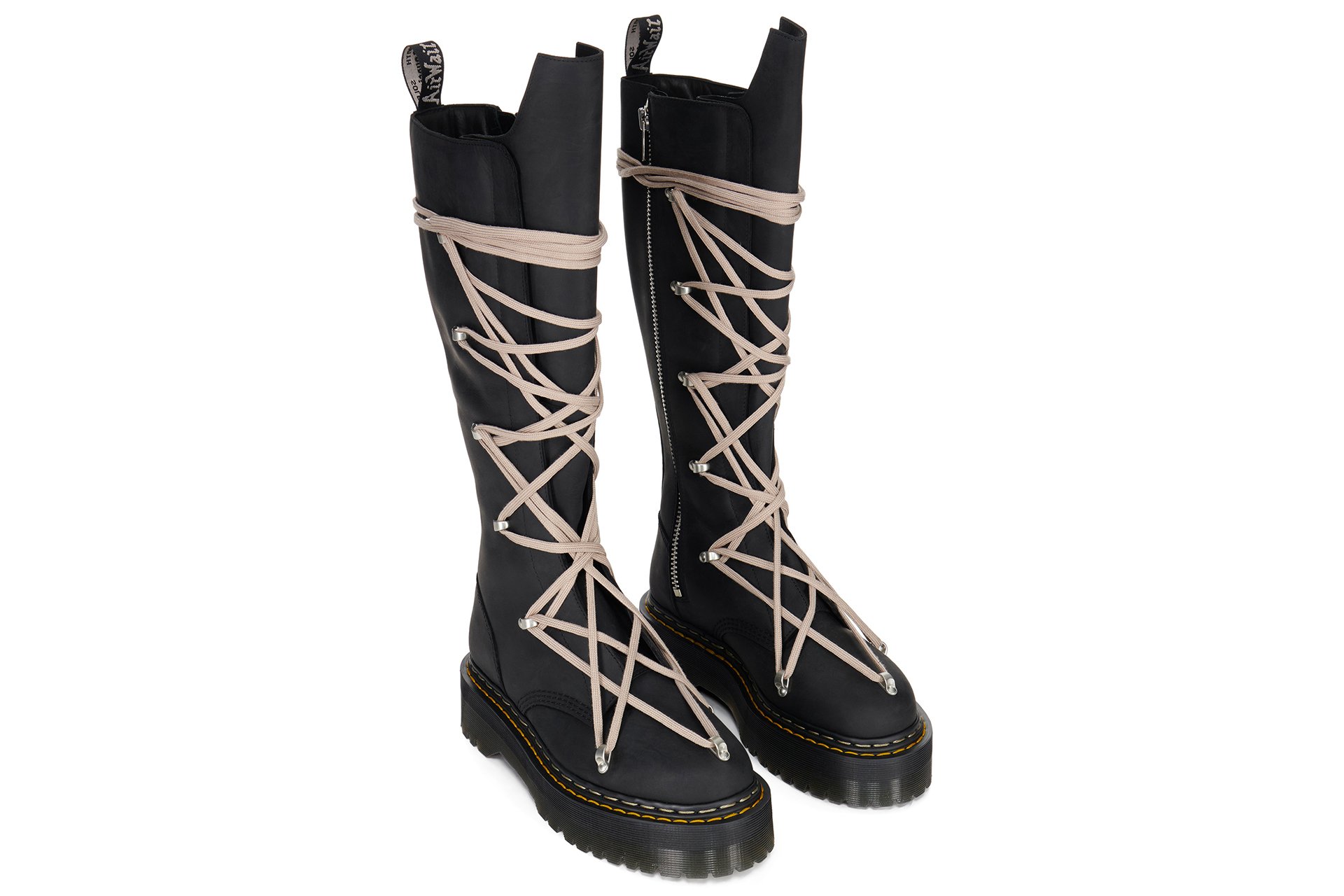 Rick Owens x Dr. Martens Leather Boots - 1B60 Quad Sole Pentalace Boot
