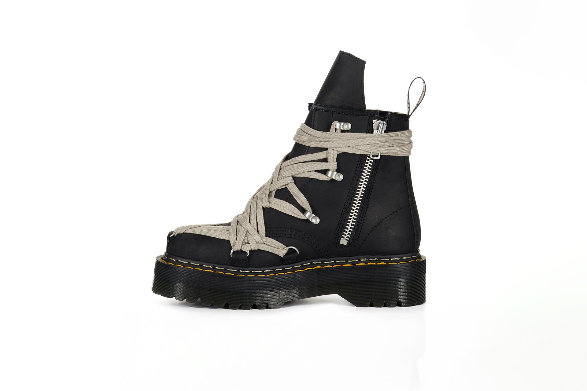 Rick Owens x Dr. Martens Leather Boots - 1460 Quad Sole Megalace®