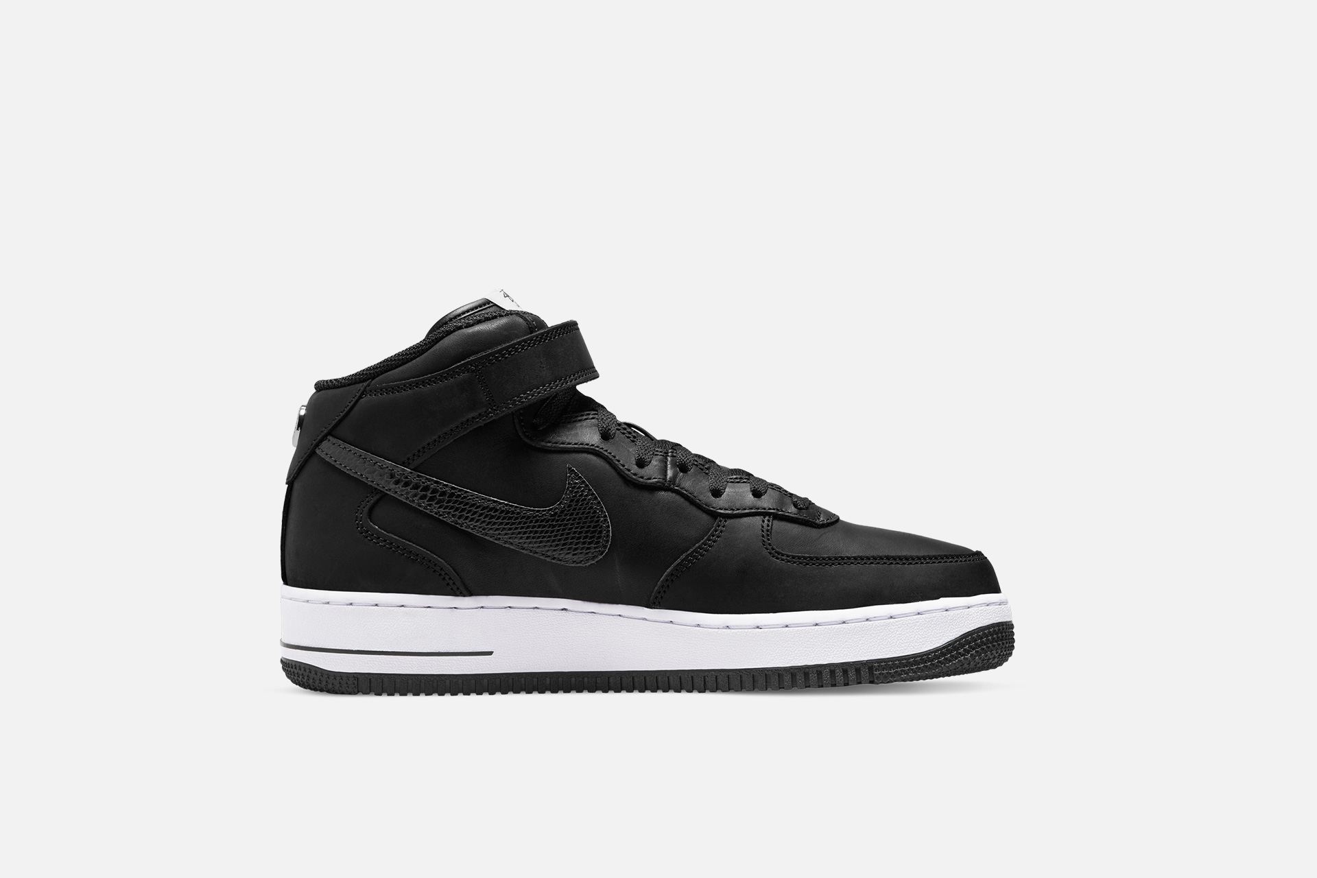 Nike x Stüssy Air Force 1 '07 Mid SP - DJ7840-001 - Black / Black-Black ...