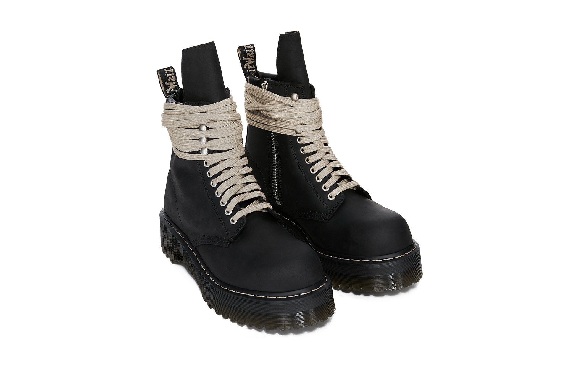 Rick Owens x Dr. Martens Leather Boots - Quad Sole Steel Toe Boot